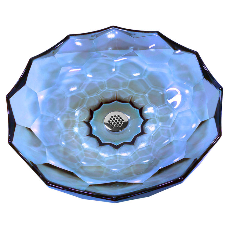 Kohler K-2373-TG6 Briolette Vessel Faceted Glass Bathroom Sink, Translucent Sapphire