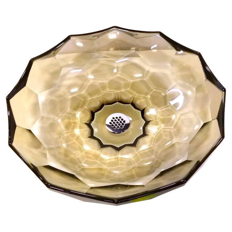 KOHLER K-2373-TG7 Briolette Vessel Faceted Glass Bathroom Sink, Translucent Sandalwood