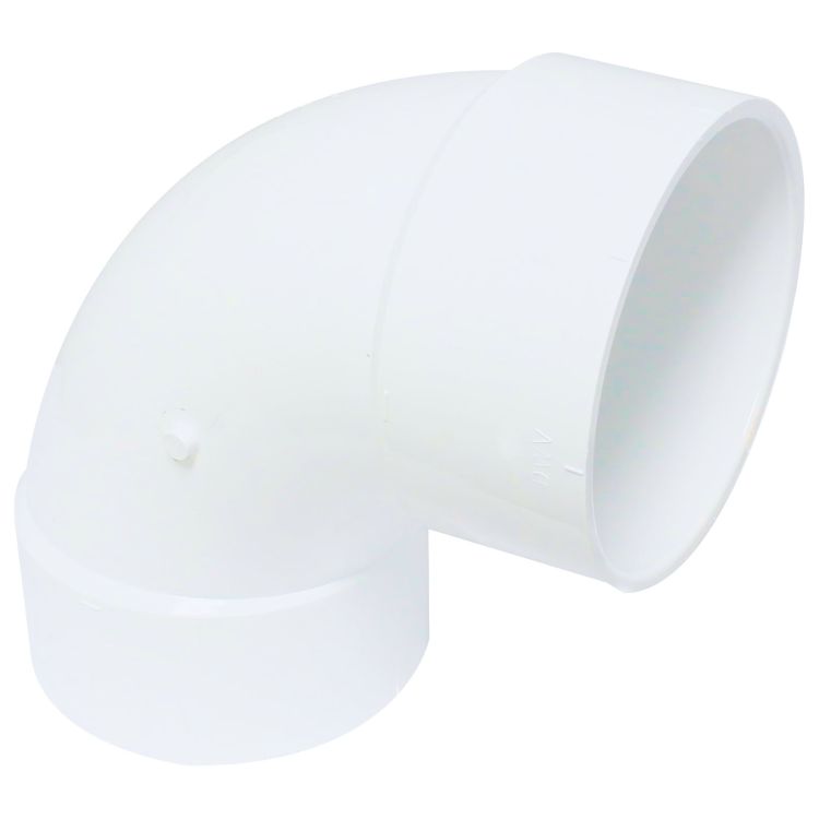 6" PVC Medium Sweep 90-Degree Elbow DWV (Drain Waste and Vent) - Hub