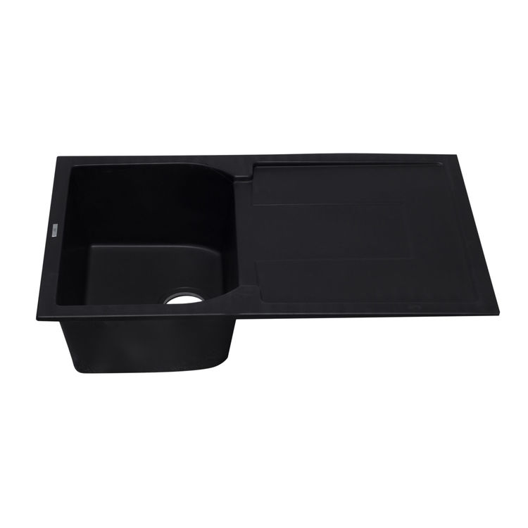 ALFI AB1620DI-BLA Single Bowl Kitchen Sink With Drainboard - Black