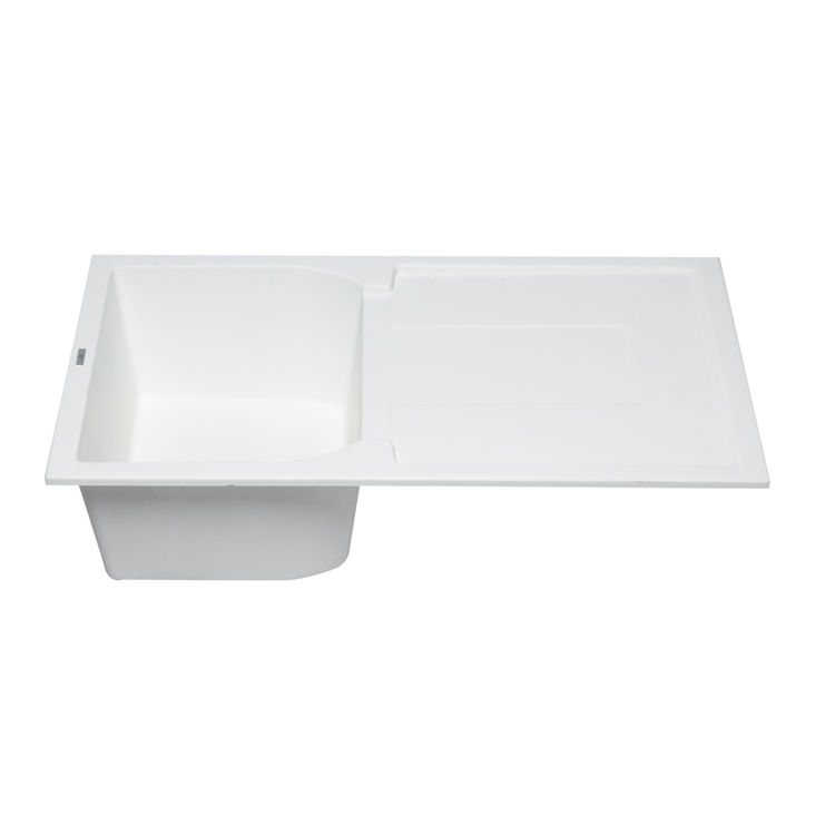 ALFI AB1620DI-W Single Bowl Kitchen Sink White Drainboard - White