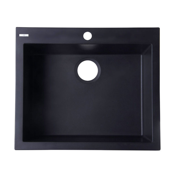 ALFI AB2420DI-BLA Single Bowl Drop-In Kitchen Sink, Black