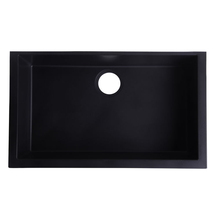 ALFI AB3020UM-BLA 30" Composite Single Bowl Granite Undermount Kitchen Sink - Black