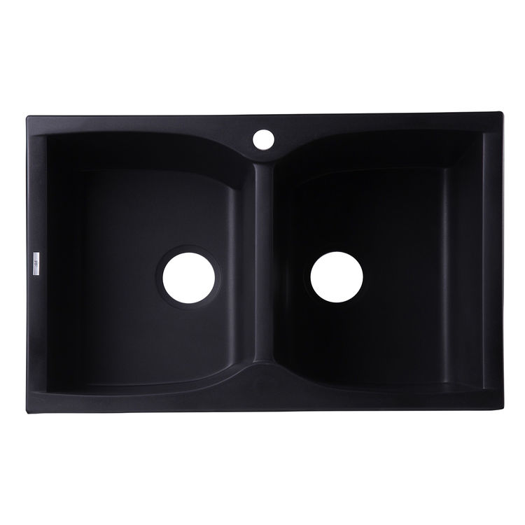 ALFI AB3220DI-BLA Double Drop-In Kitchen Sink, Black