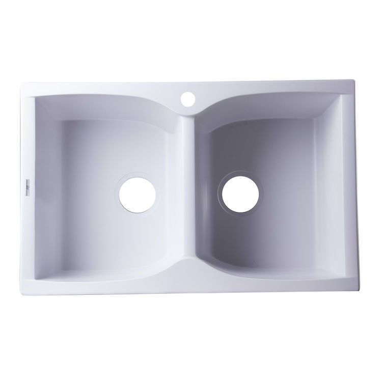 ALFI AB3220DI-W 32"x20" COMPOSITE DROP IN SINK WHITE - 2 BOWL
