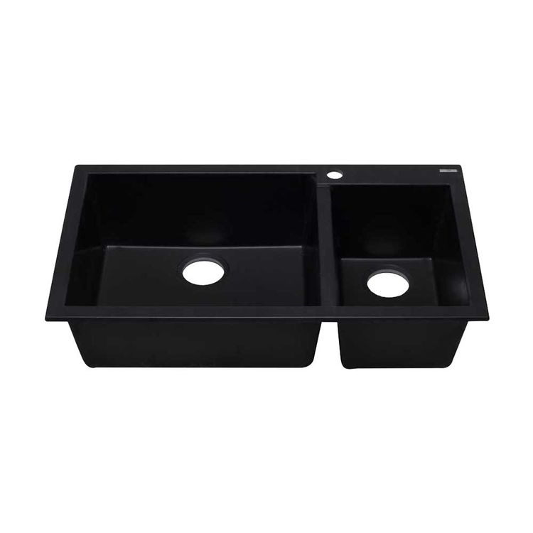 ALFI AB3319DI-BLA Double Bowl Drop-In Kitchen Sink, Black