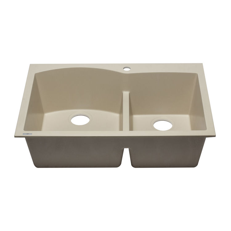 ALFI AB3320DI-B Double Bowl Drop-In Kitchen Sink, Biscuit