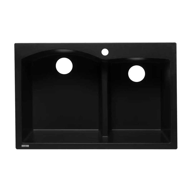 ALFI AB3320DI-BLA Double Bowl Drop-In Kitchen Sink, Black