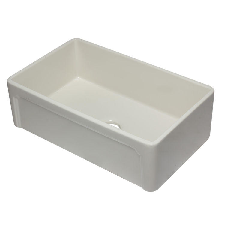 ALFI AB3320SB-B Single Bowl Fireclay Farm-Style Kitchen Sink, Biscuit