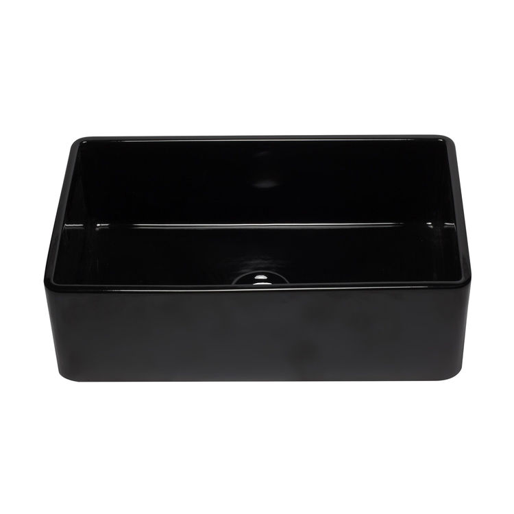 ALFI AB3320SB-BG Single Bowl Fireclay Farm-Style Kitchen Sink, Glossy Black
