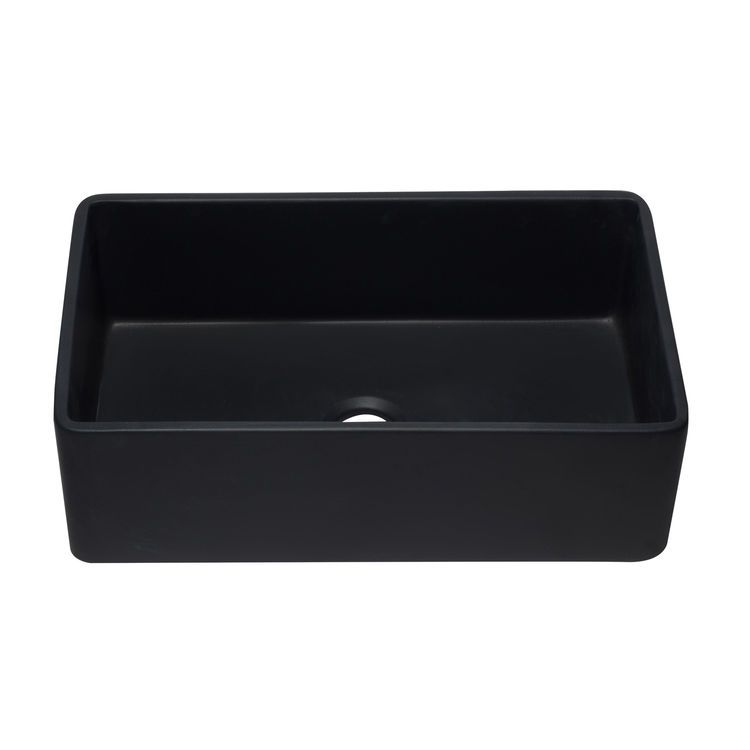 ALFI AB3320SB-BM Single Bowl Fireclay Farm-Style Kitchen Sink, Matte Black