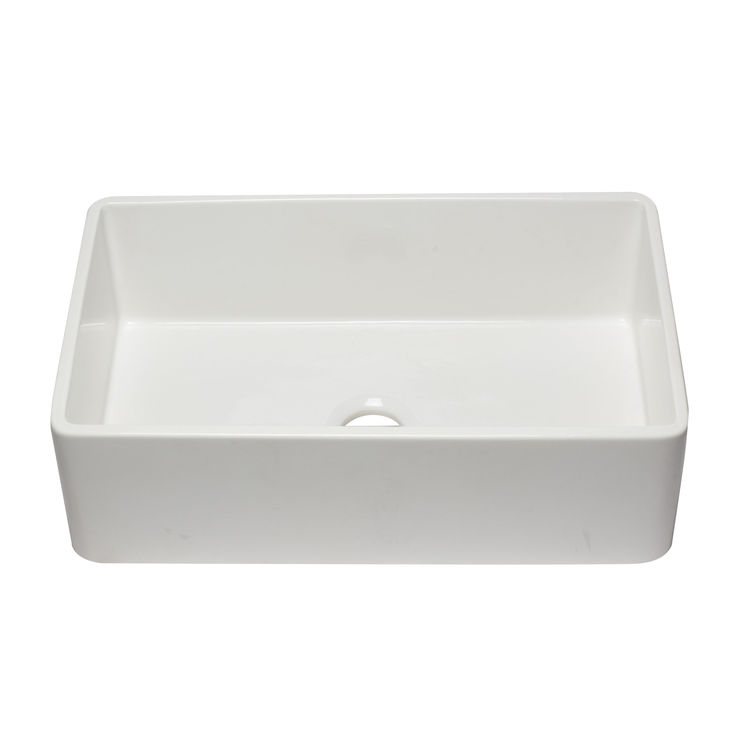 ALFI AB3320SB-W Single Bowl Fireclay Farm-Style Kitchen Sink, White