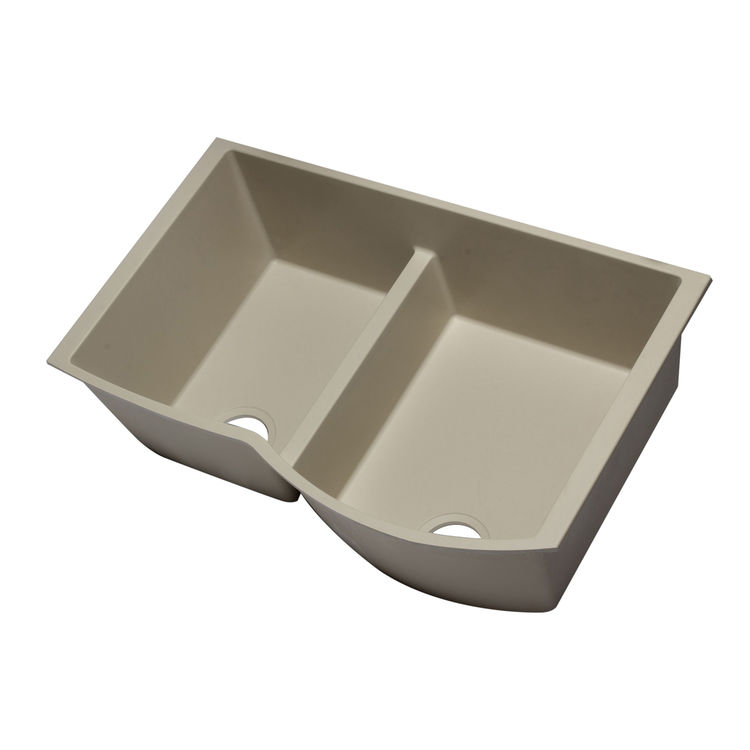 ALFI AB3320UM-B Double Bowl Undermount Kitchen Sink, Biscuit
