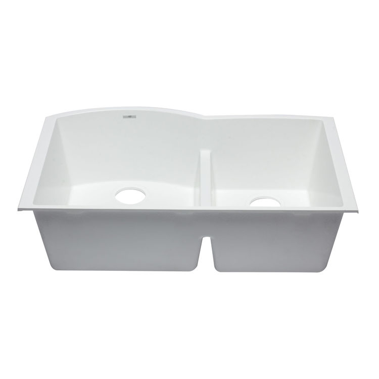 ALFI AB3320UM-W Double Bowl Undermount Kitchen Sink, White