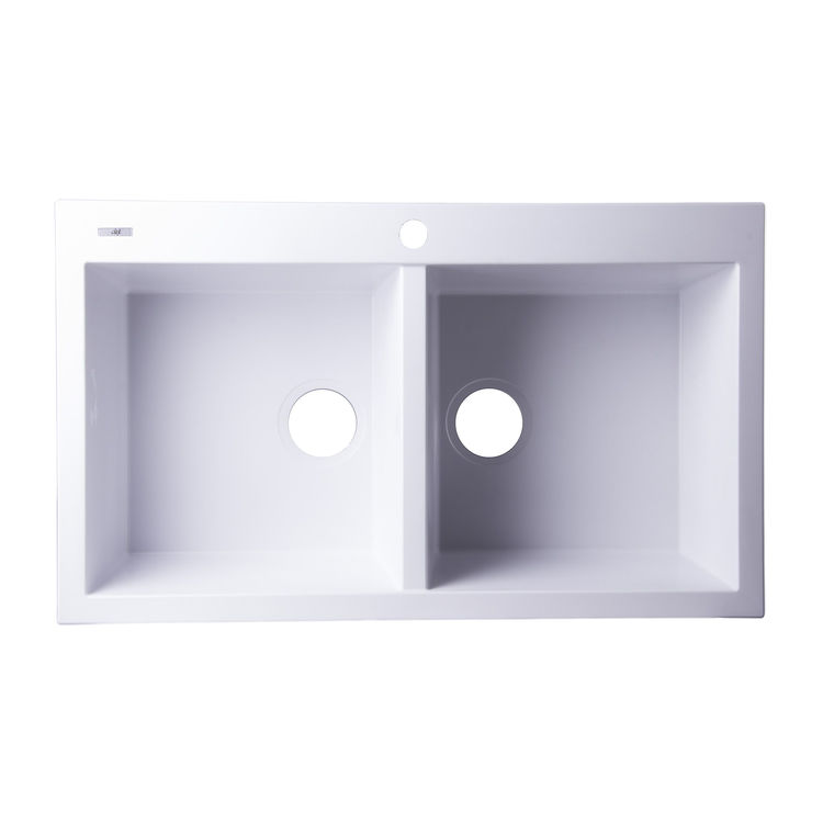 ALFI AB3420DI-W Double Bowl Drop-In Kitchen Sink, White