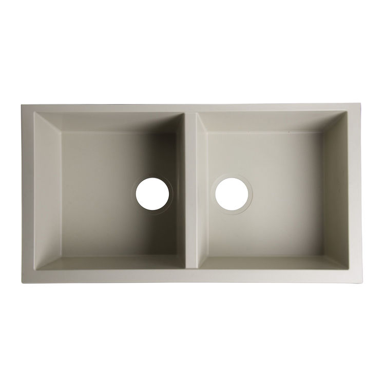 ALFI AB3420UM-B Double Bowl Undermount Kitchen Sink, Biscuit