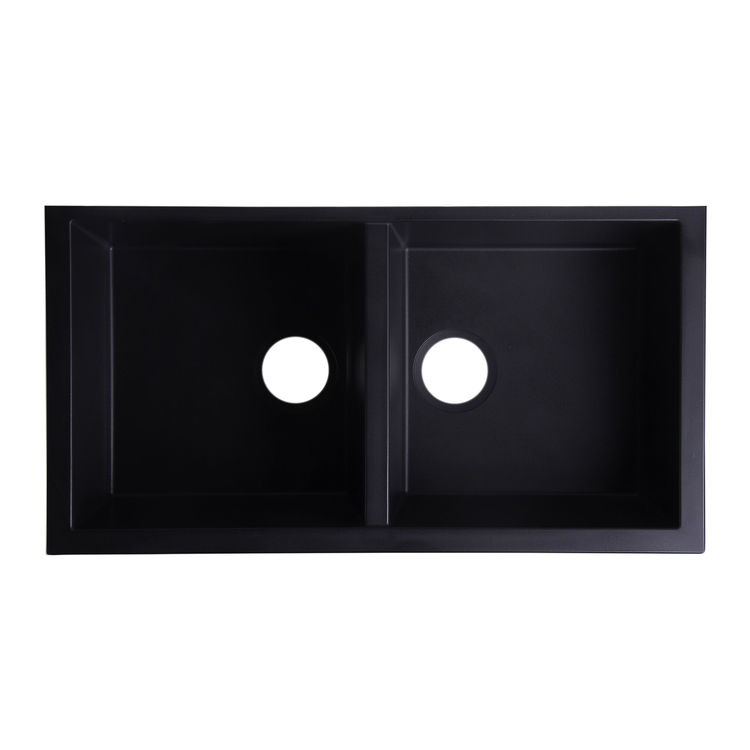 ALFI AB3420UM-BLA Double Bowl Undermount Kitchen Sink, Black