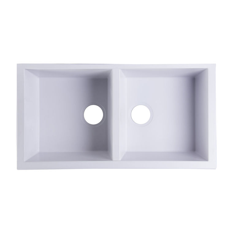 ALFI AB3420UM-W Double Bowl Undermount Kitchen Sink, White