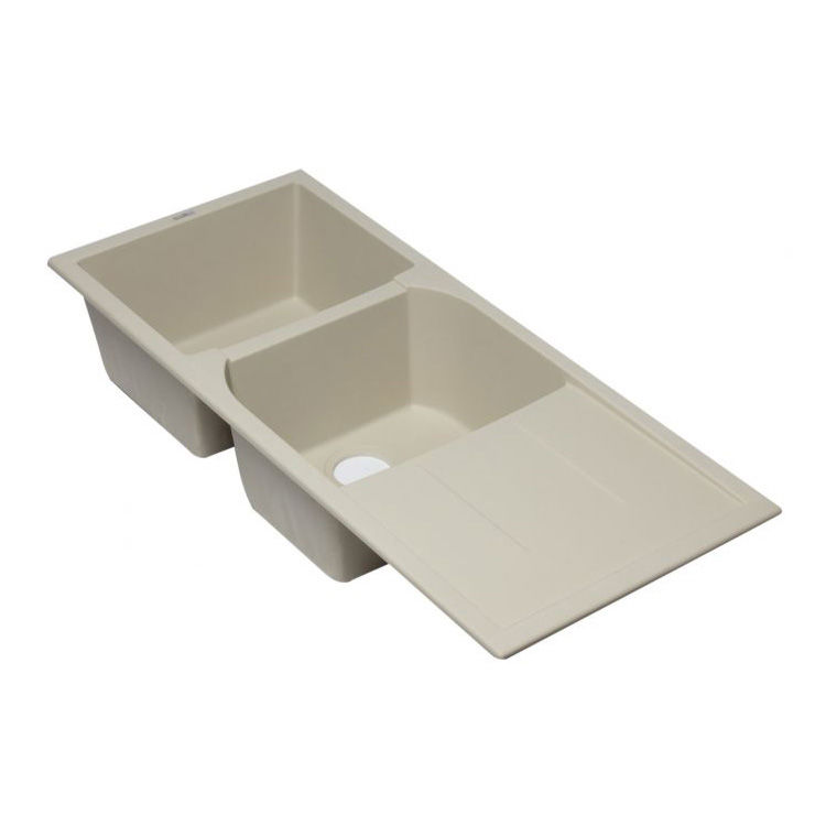 ALFI AB4620DI-B Double Bowl Kitchen Sink With Drainboard - Biscuit