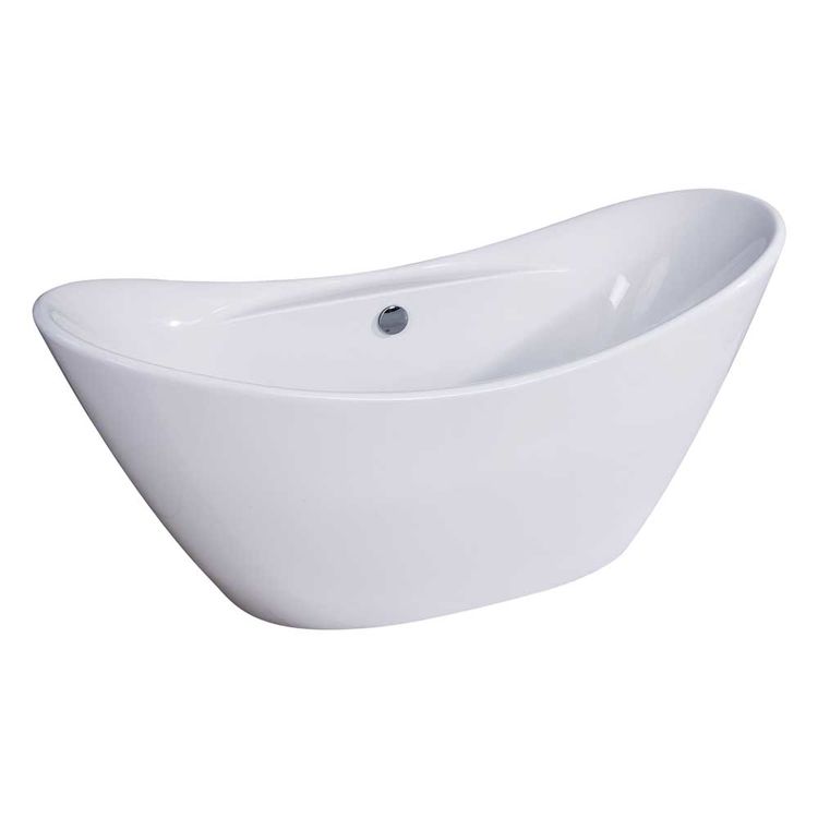 ALFI 68" Free Standing Soaking Bathub w/ Polished Chrome Pop-up Drain, Oval, Acrylic, White - AB8803