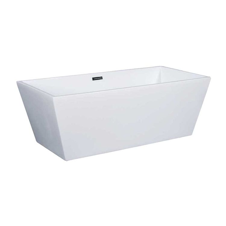 ALFI 67" Free Standing Soaking Bathtub w/ Polished Chrome Pop-up Drain, Rectangular, Acrylic, White - AB8832