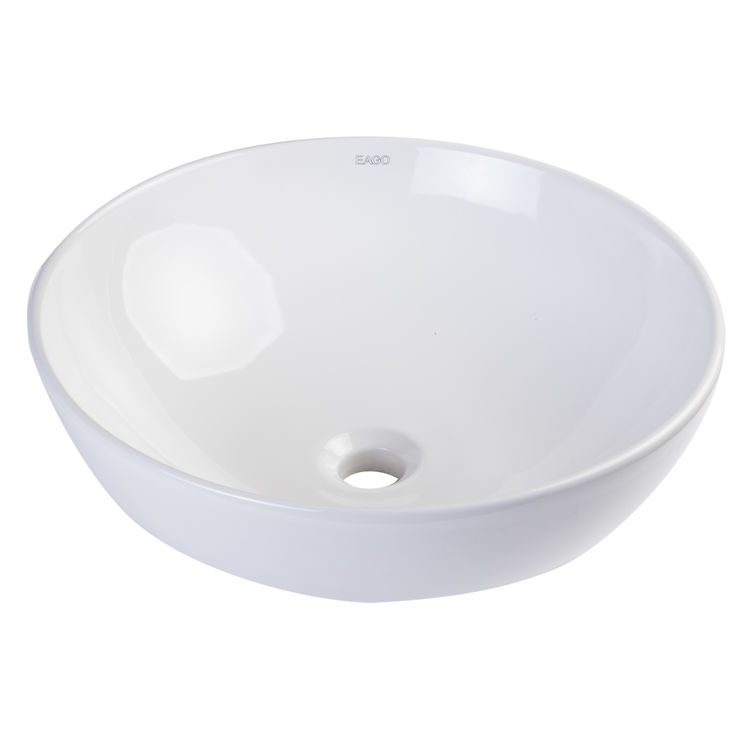 EAGO BA351 18" Round Vessel Bathroom Sink - White