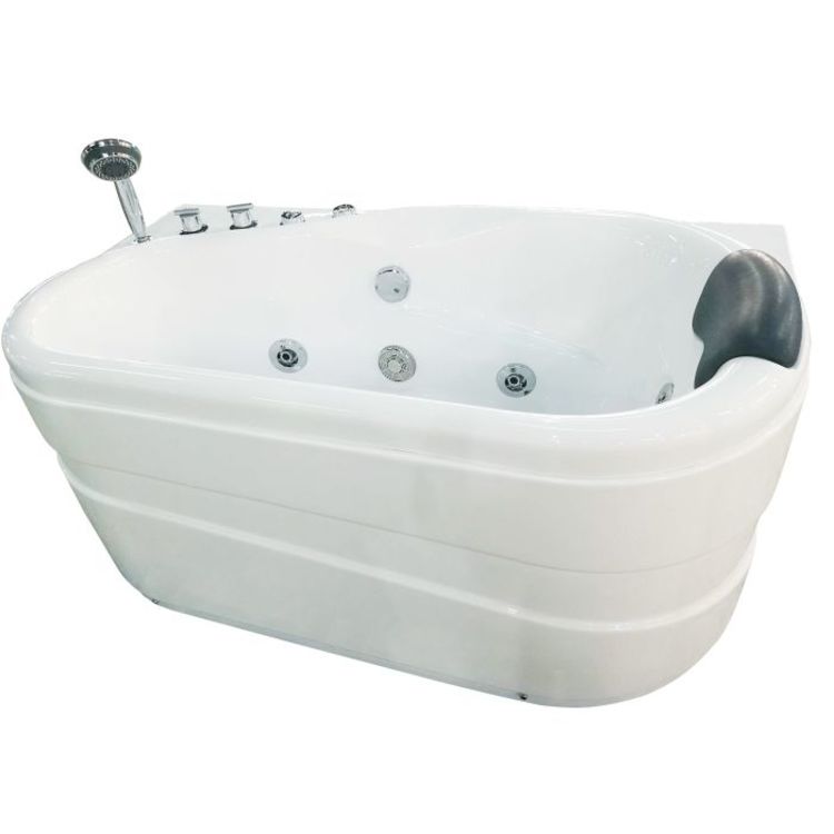 EAGO AM175-L 57'' Acrylic Corner Jetted Whirlpool Bathtub with Fixtures - White 