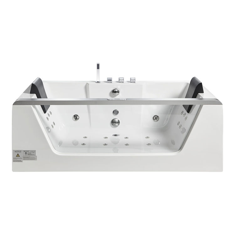 EAGO AM196ETL 72" Acrylic Whirlpool Bathtub w/ Fixtures, Center Drain - White