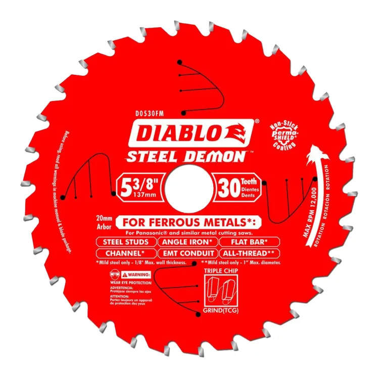 Diablo 5-3/8" 30T Demon Ferrous Cutting Saw Blade, 20mm Arbor - D0530FM 