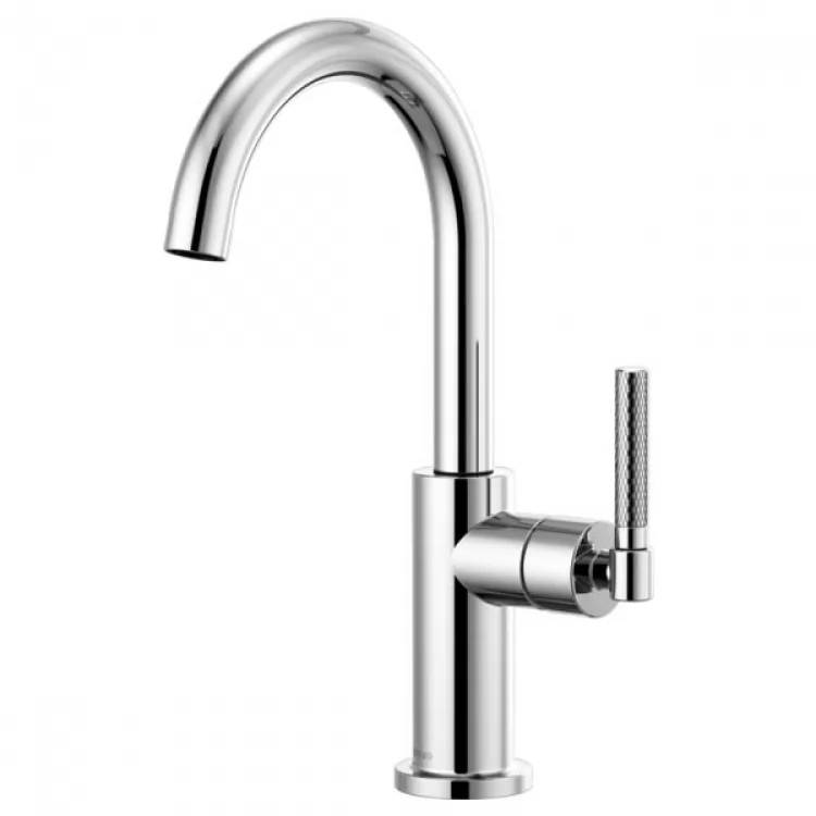 Brizo Litze Polished Chrome Single-Handle Bar Faucet with Arc Spout and Knurled Handle Kit, 1.8 GPM - 61043LF-PC