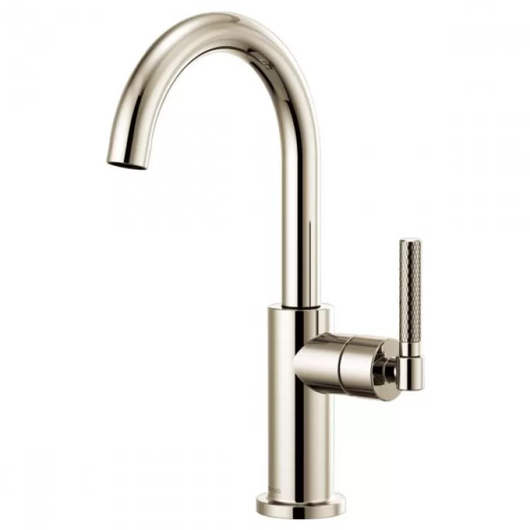 Brizo Litze Single-Handle Polished Nickel Bar Faucet with Arc Spout and Knurled Handle Kit, 1.8 GPM - 61043LF-PN