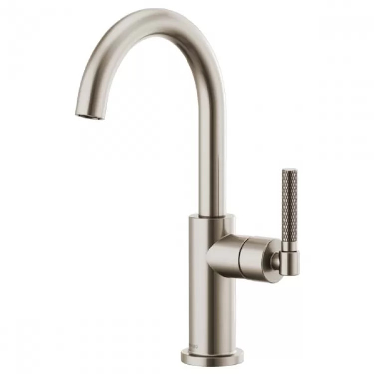 Brizo Litze Brilliance Stainless Single-Handle Bar Faucet with Arc Spout and Knurled Handle Kit, 1.8 GPM - 61043LF-SS