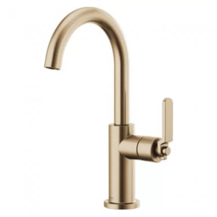Brizo Litze Brilliance Luxe Gold Single Handle Bar Faucet with Arc Spout and Industrial Handle Kit, 1.8 GPM - 61044LF-GL