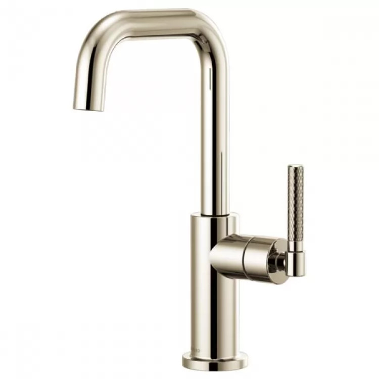 Brizo Litze Brilliance Polished Nickel Bar Faucet with Square Spout and Knurled Handle - 61053LF-PN