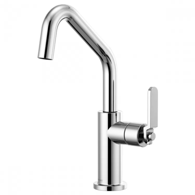 Brizo Litze Polished Chrome One Handle Bar Faucet with Angled Spout and Industrial Handle Kit - 61064LF-PC