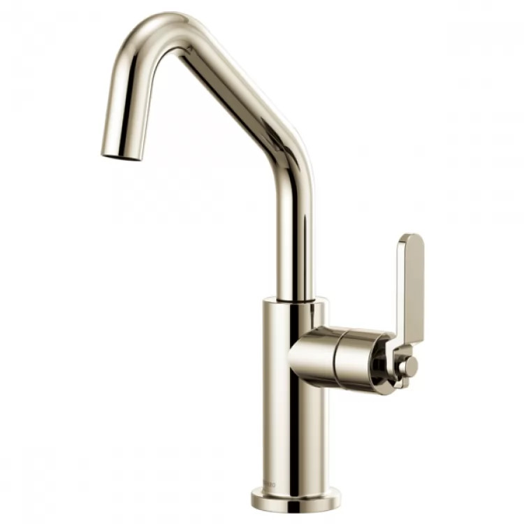 Brizo Litze Brilliance Polished Nickel One Handle Bar Faucet with Angled Spout and Industrial Handle Kit - 61064LF-PN