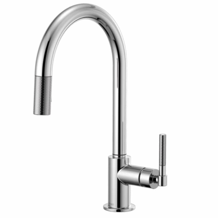 Brizo Litze Polished Chrome Pull-Down Kitchen Faucet with Arc Spout and Knurled Handle, Two-Function Wand, ADA, 1.8 GPM - 63043LF-PC