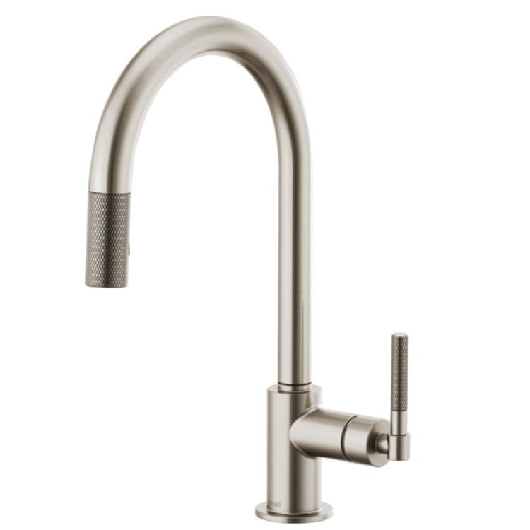 Brizo Litze Brilliance Stainless Pull-Down Kitchen Faucet with Arc Spout and Knurled Handle, Two-Function Wand, ADA, 1.8 GPM - 63043LF-SS