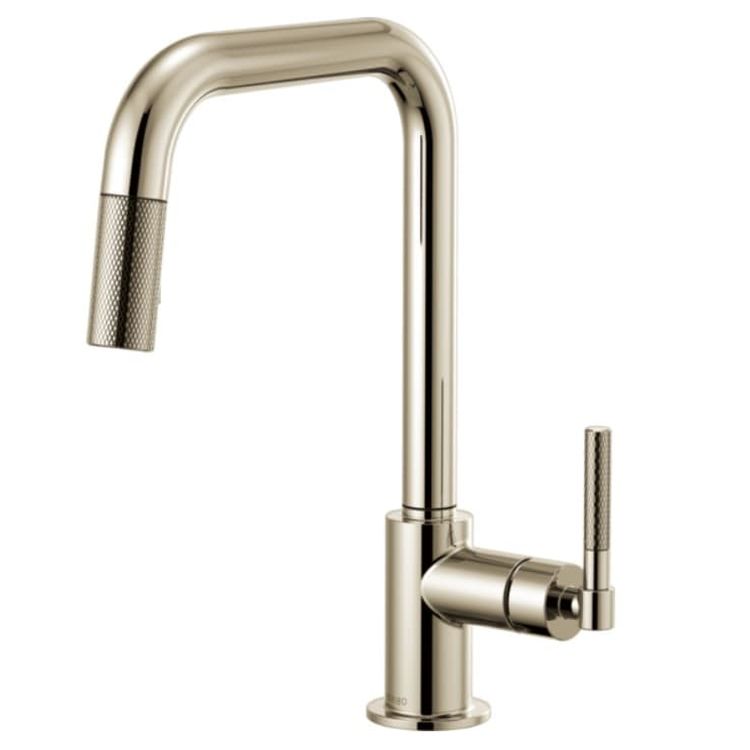 Brizo Litze Series Brilliance Polished Nickel Pull-Down Single-Handle Faucet with Swivel Spout and Knurled Handle, 1.8 GPM - 63053LF-PN