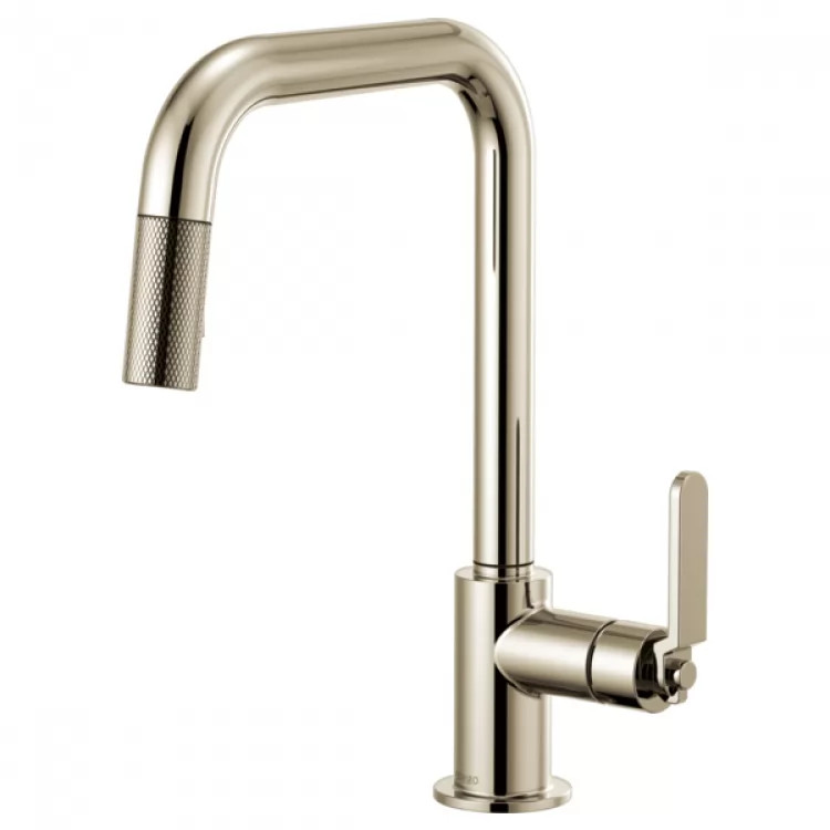 Brizo Litze Series Brilliance Polished Nickel Pull-Down Single-Handle Faucet with Swivel Spout and Industrial Handle, 1.8 GPM - 63054LF-PN