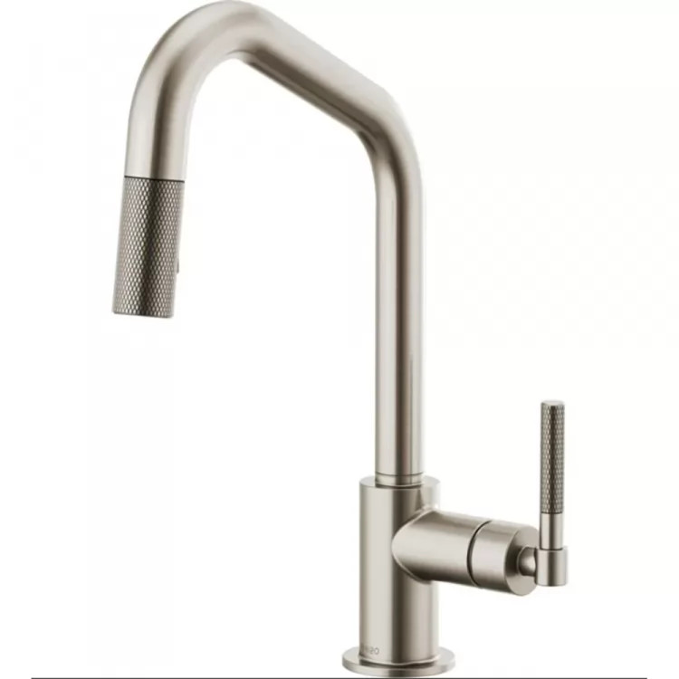 Brizo Litze Brilliance Stainless Pull-Down Kitchen Faucet with Angled Spout and Knurled Handle - 63063LF-SS