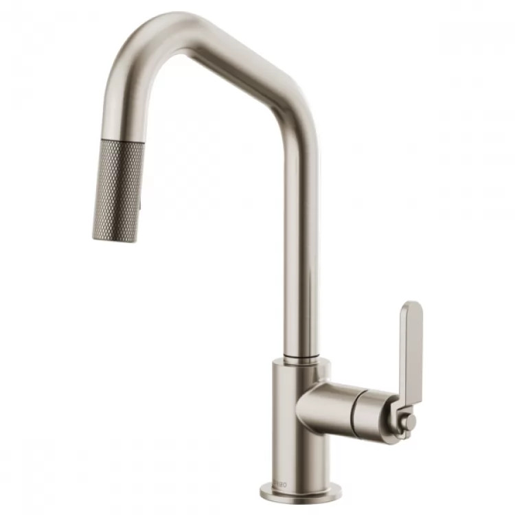 Brizo Litze Brilliance Stainless Pull-Down Kitchen Faucet with Angled Spout and Industrial Handle - 63064LF-SS