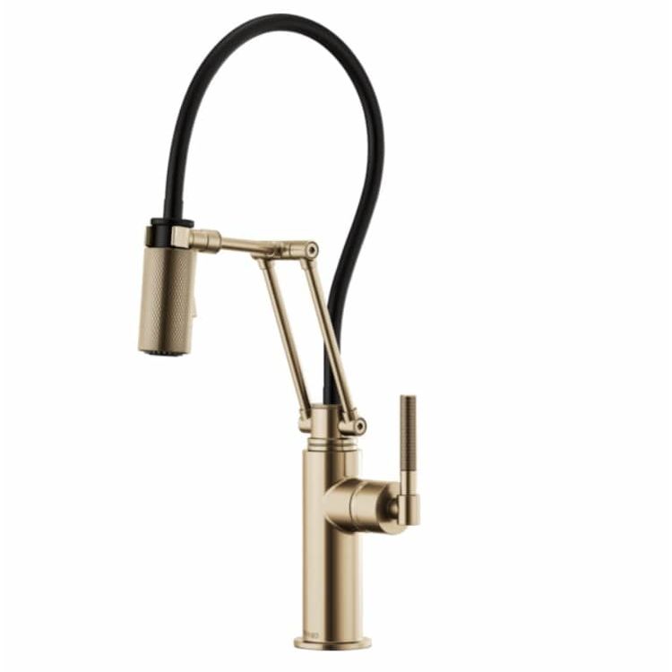 Brizo Litze Brilliance Luxe Gold Articulating Faucet with Knurled Handle - 63243LF-GL