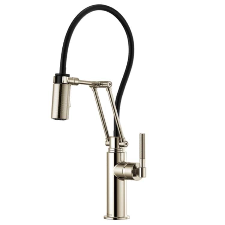 Brizo Litze Brilliance Polished Nickel Articulating Faucet with Knurled Handle - 63243LF-PN
