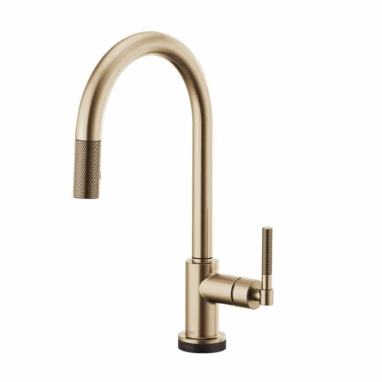 Brizo Litze Brilliance Luxe Gold SmartTouch Single Handle Pull-Down Kitchen Faucet with Knurled Handle, MagneDock, 1.8 GPM - 64043LF-GL