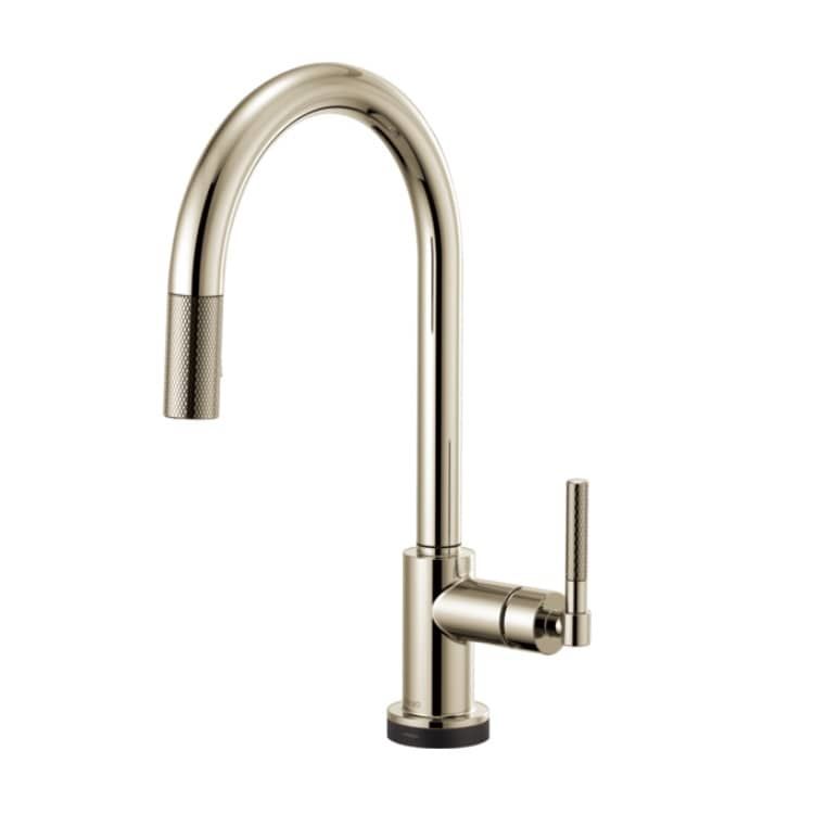 Brizo Litze Brilliance Polished Nickel SmartTouch Single Handle Pull-Down Kitchen Faucet with Knurled Handle, MagneDock, 1.8 GPM - 64043LF-PN