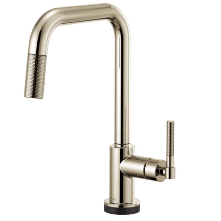 Brizo Litze Brilliance Polished Nickel SmartTouch Pull-Down Kitchen Faucet with Square Spout and Knurled Handle - 64053LF-PN