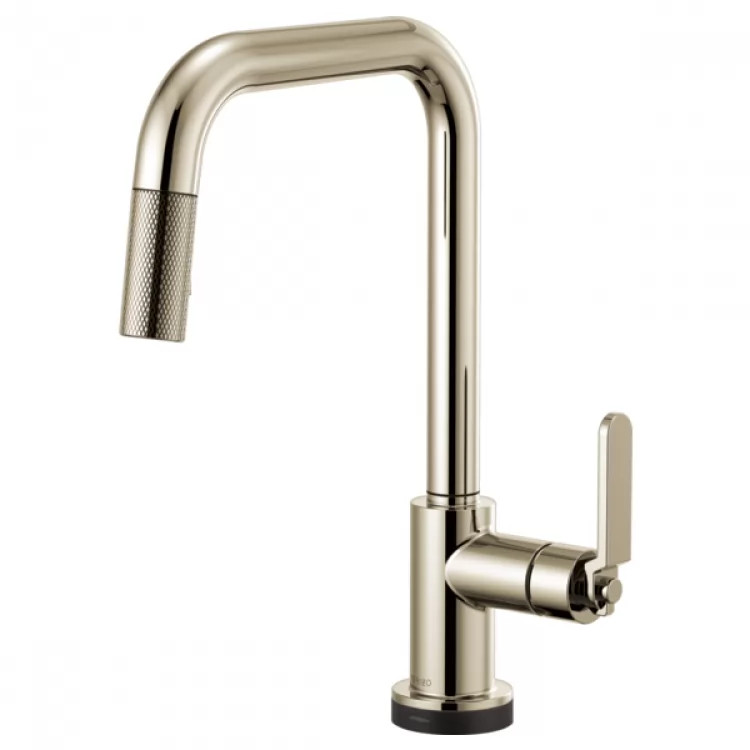Brizo Litze Brilliance Polished Nickel SmartTouch Pull-Down Kitchen Faucet with Square Spout and Industrial Handle - 64054LF-PN