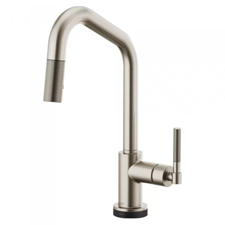 Brizo Litze Brilliance Stainless SmartTouch Pull-Down Kitchen Faucet with Angled Spout and Knurled Handle - 64063LF-SS
