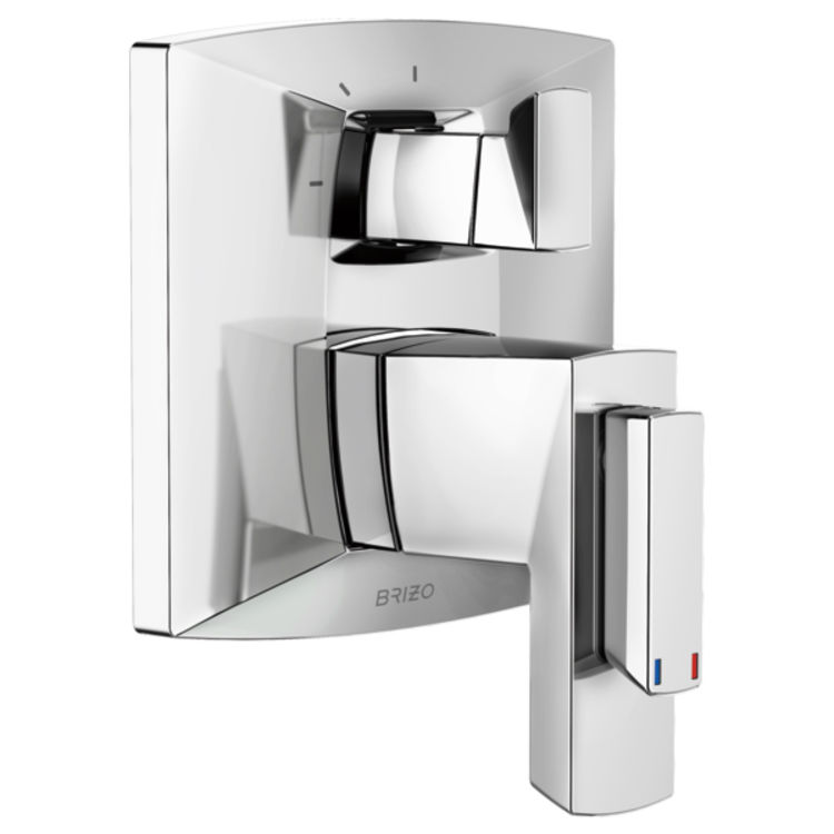 Brizo Vettis TempAssure Thermostatic Valve Trim w/ 3-Function Diverter Trim, Lever Handles, Polished Chrome - T75588-PC